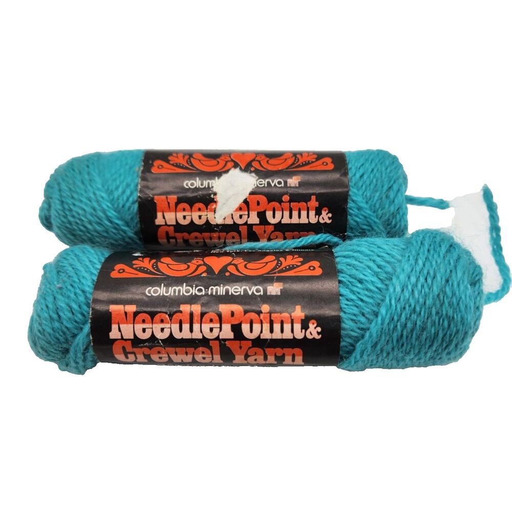 2 Skeins Columbia Minerva NeedlePoint Crewel Yarn 100% Wool Med Light Aqua 738